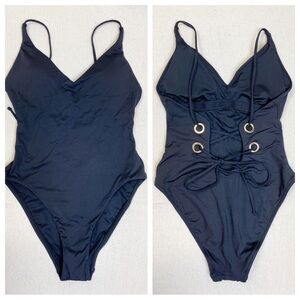 Victoria’s Secret Black one piece Swimsuit with lace up back NWOT XS